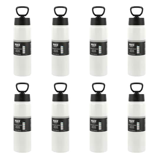 8 Pack: 22oz. White Stainless Steel Sublimation Water Bottle by Make Market®